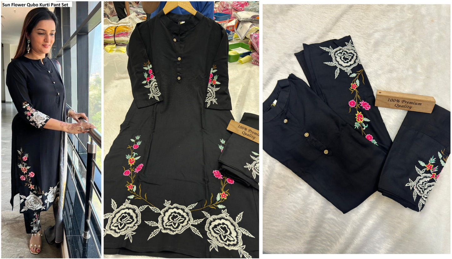 Sun Flower Qubo Kurti Pant Set