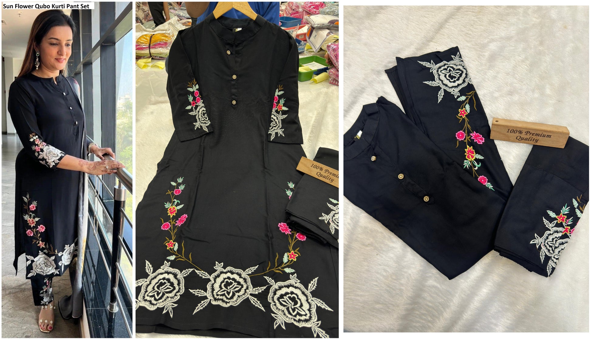 Sun Flower Qubo Kurti Pant Set