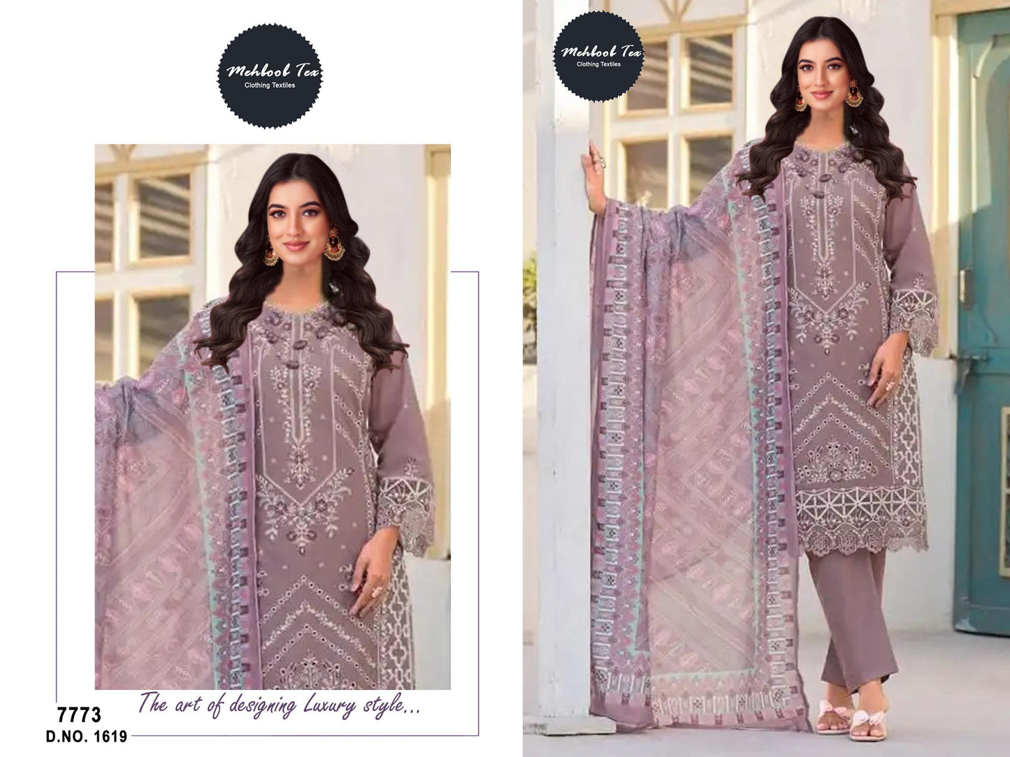 1619 Mehboob Tex Embroidery Pakistani Salwar Suits
