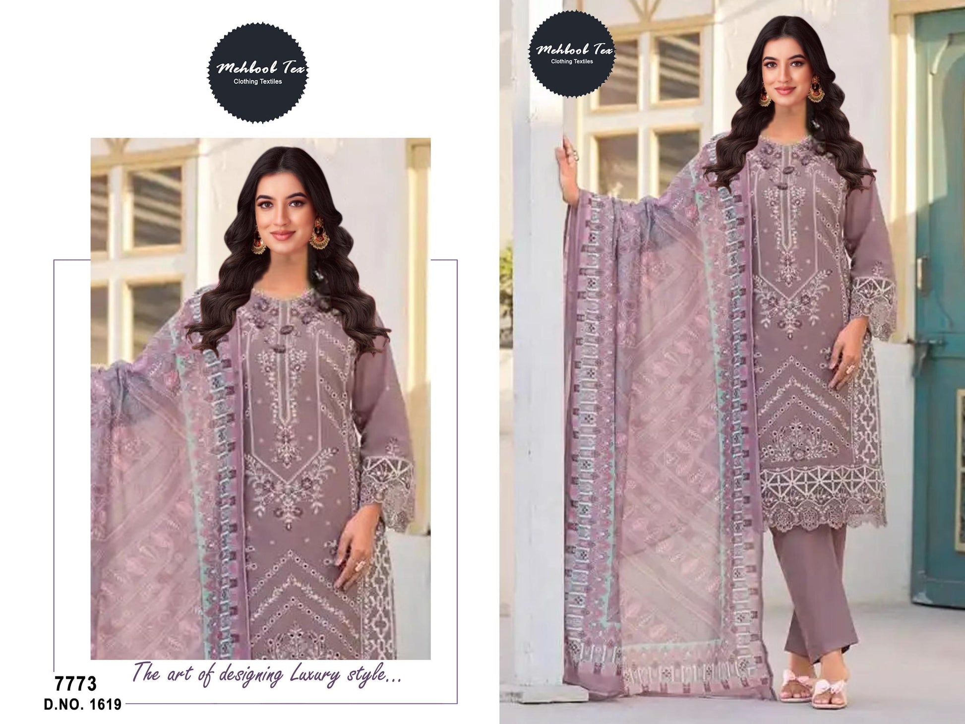 1619 Mehboob Tex Embroidery Pakistani Salwar Suits