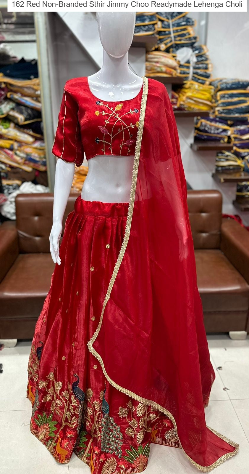 162 Red Non-Branded Sthir Jimmy Choo Readymade Lehenga Choli