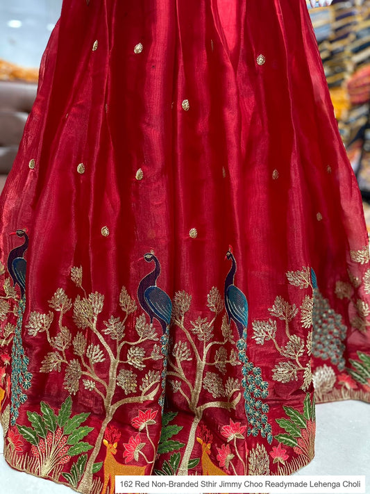 162 Red Non-Branded Sthir Jimmy Choo Readymade Lehenga Choli