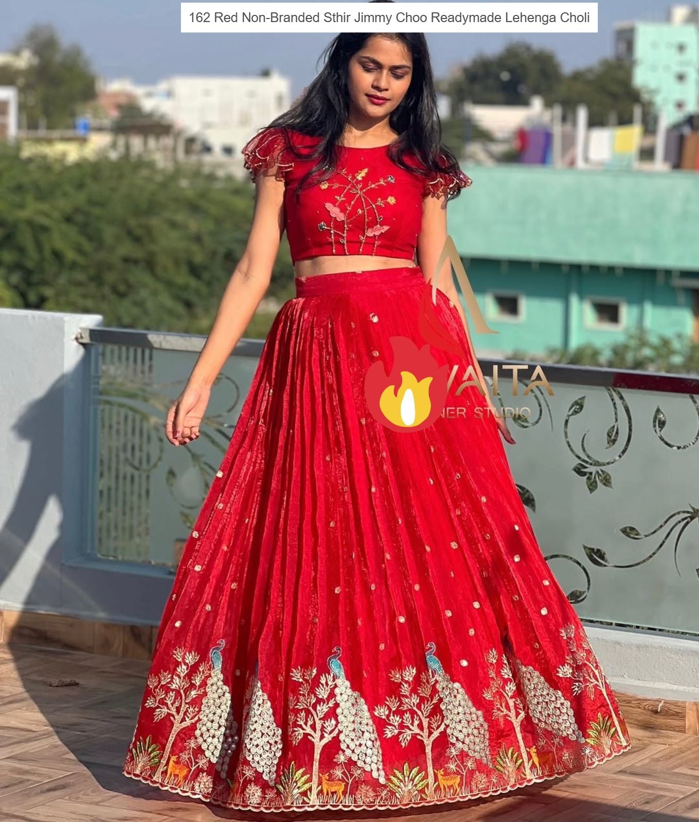 162 Red Non-Branded Sthir Jimmy Choo Readymade Lehenga Choli