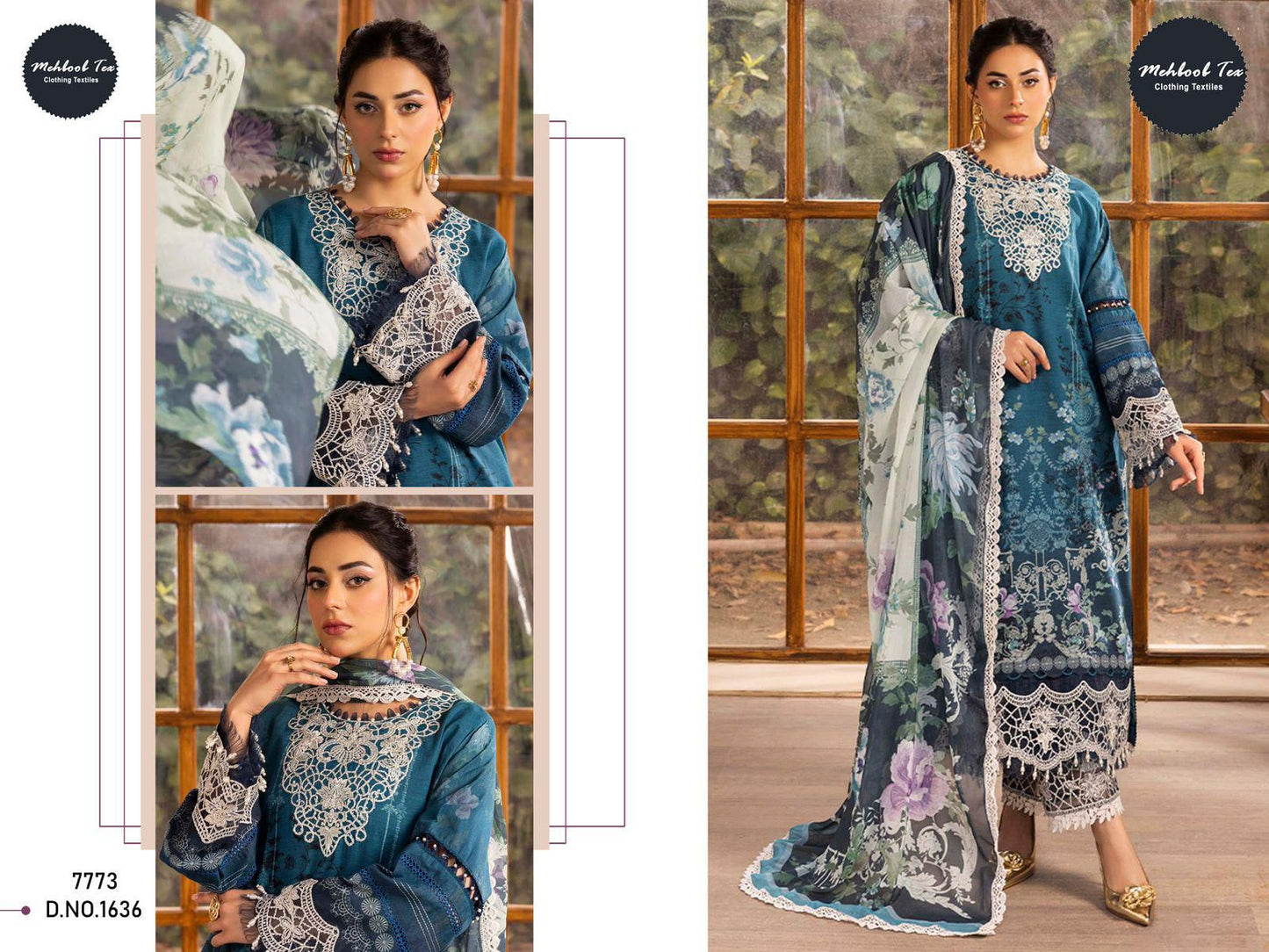 1636 Mehboob Tex Embroidery Pakistani Patch Suits