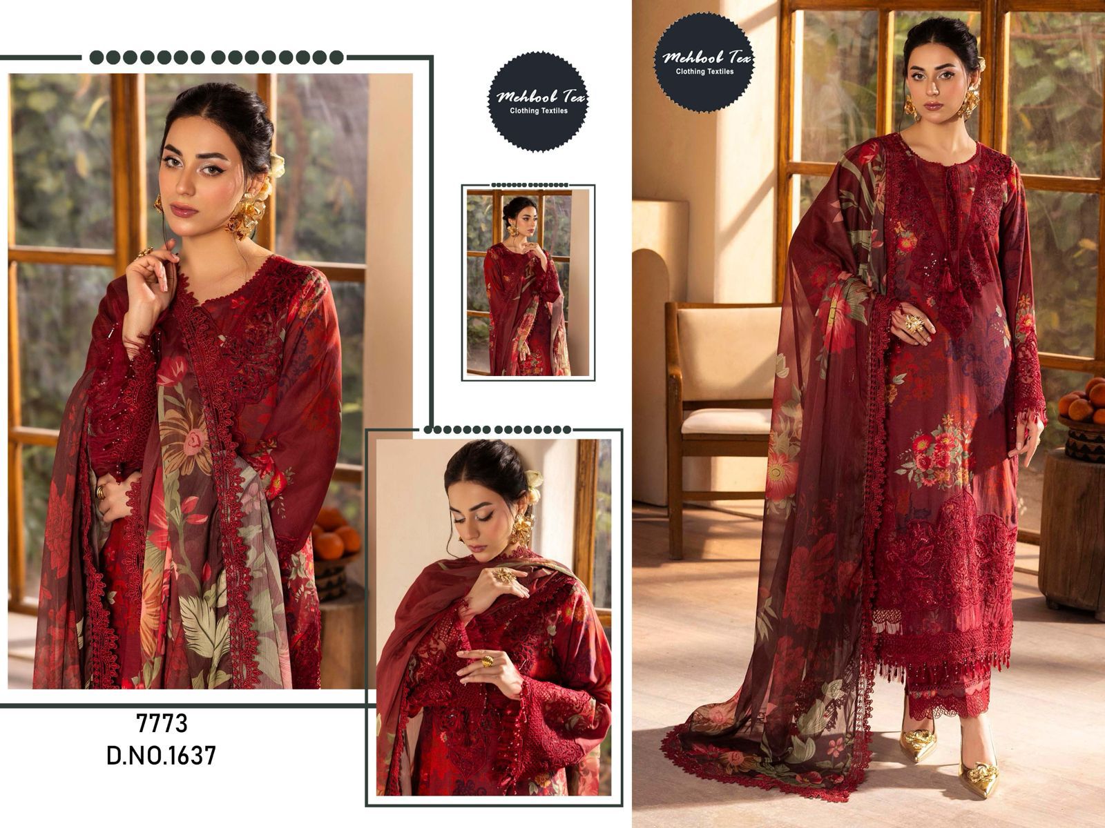 1637 Adan Libas Vol-2 Mehboob Tex Printed Pakistani Patch Suits