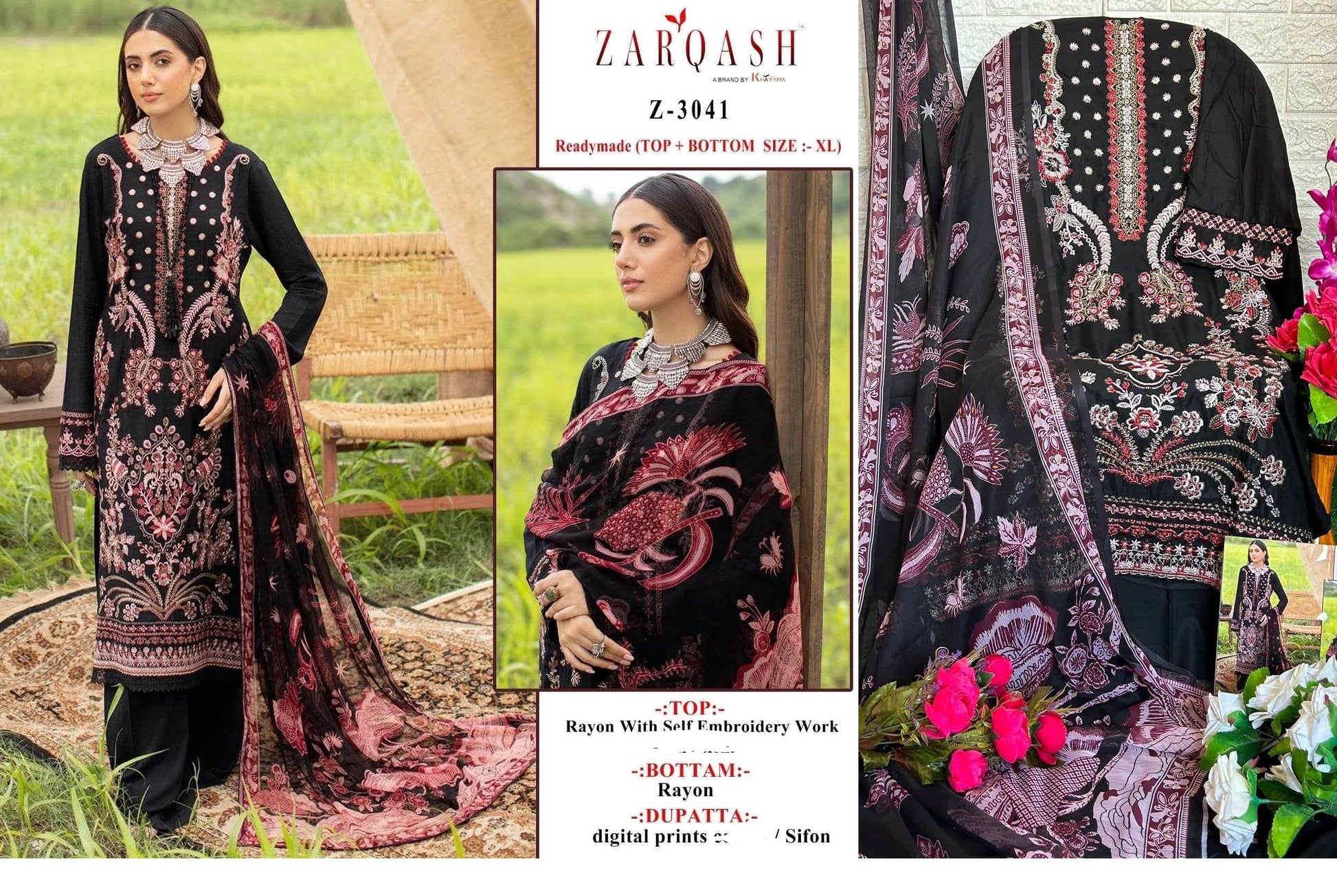 Z-3041 Zarqash Pakistani Readymade Suits