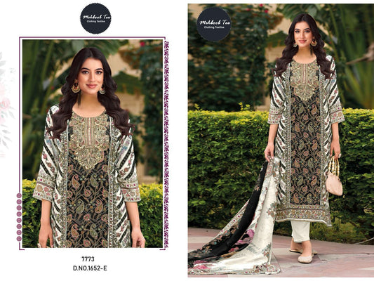1652-E Mehboob Tex Pure Muslin Pakistani Salwar Suits