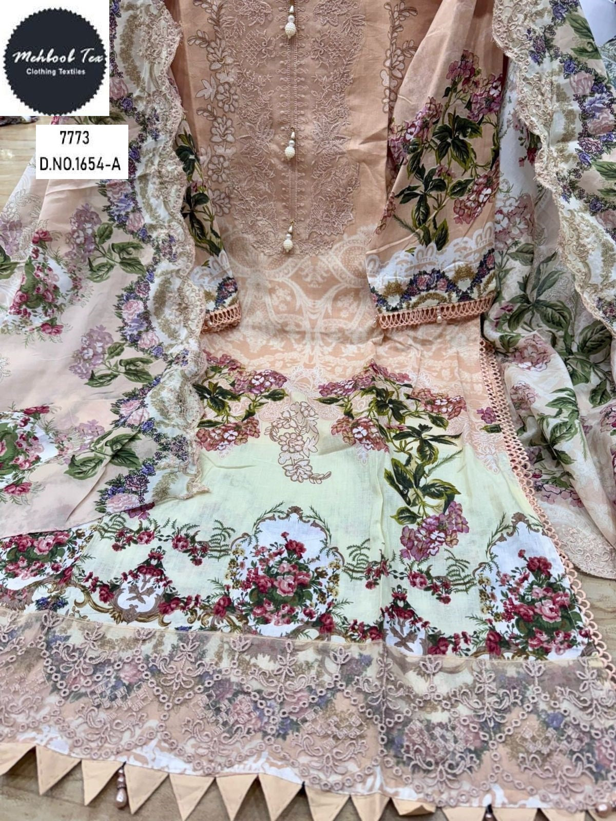 1654-A Mehboob Tex Lawn Cotton Pakistani Readymade Suits