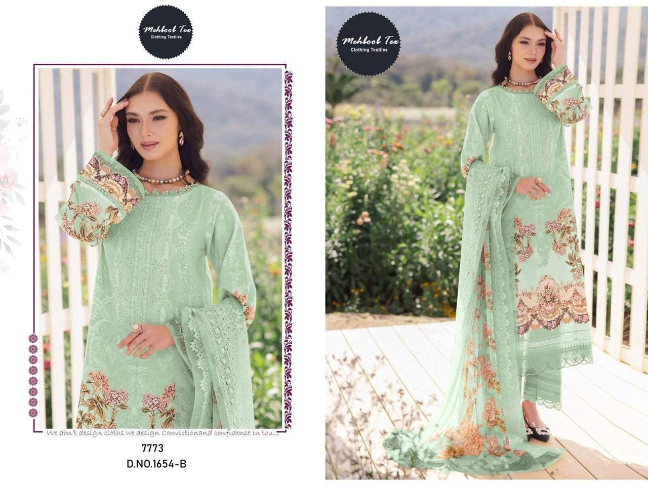 1654-B Mehboob Tex Lawn Cotton Pakistani Readymade Suits