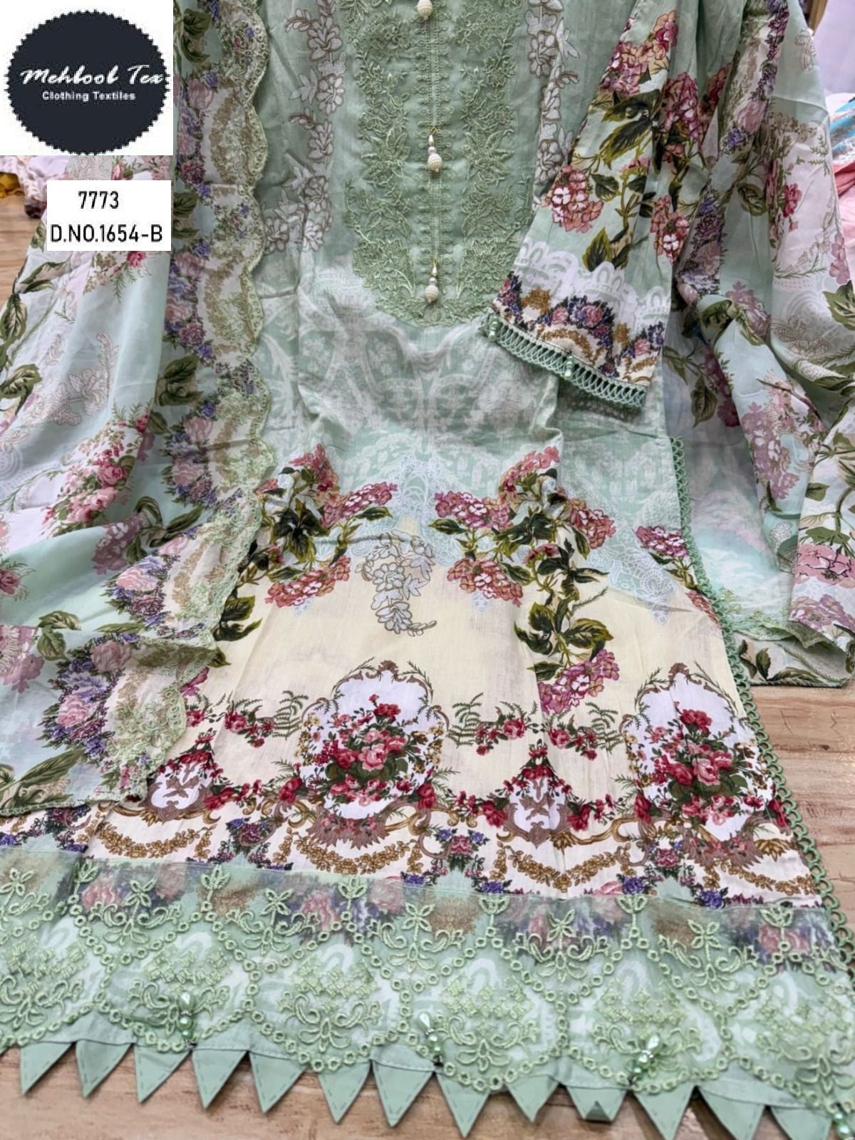 1654-B Mehboob Tex Lawn Cotton Pakistani Readymade Suits