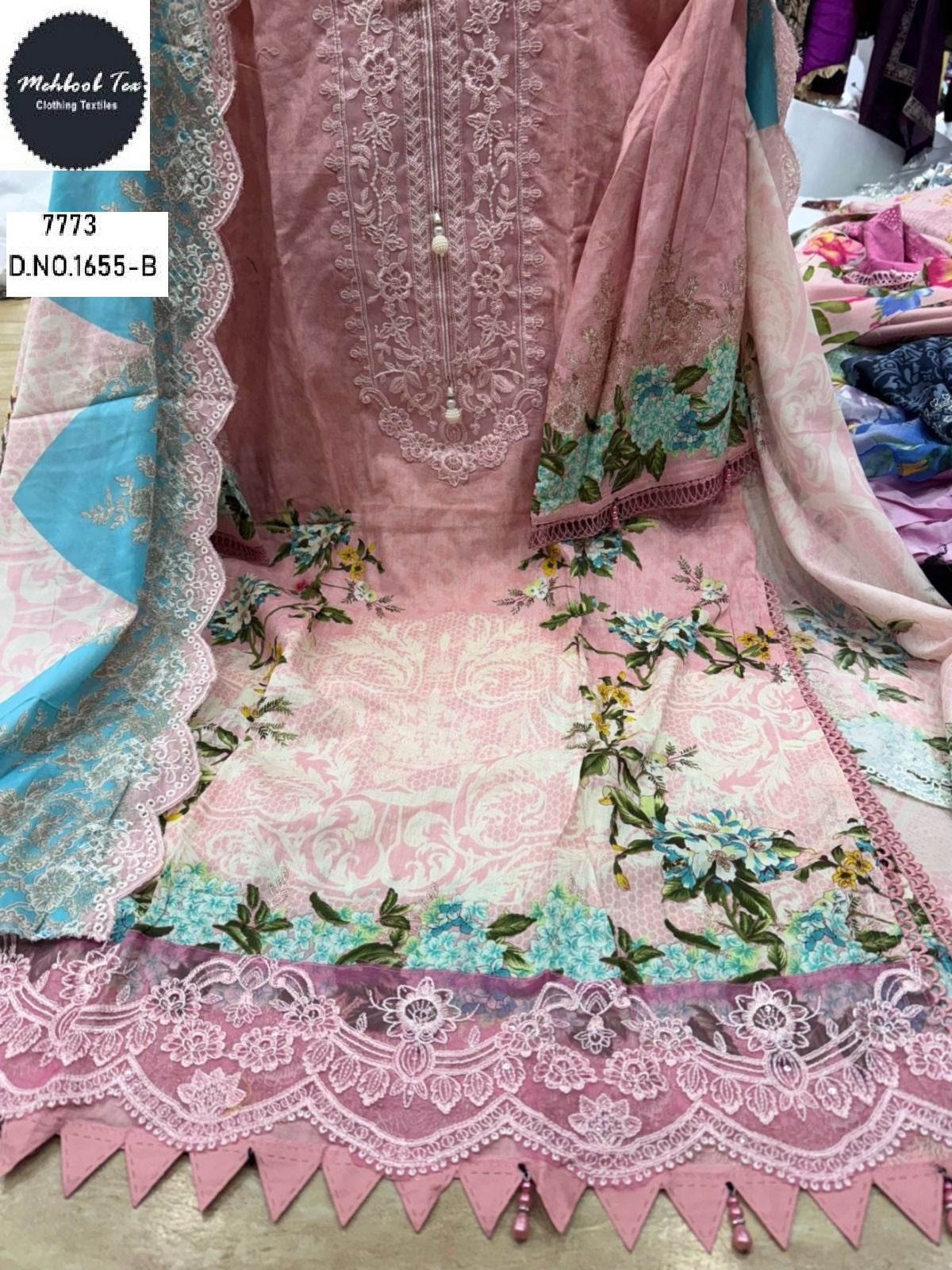 1655-B Mehboob Tex Lawn Cotton Pakistani Readymade Suits