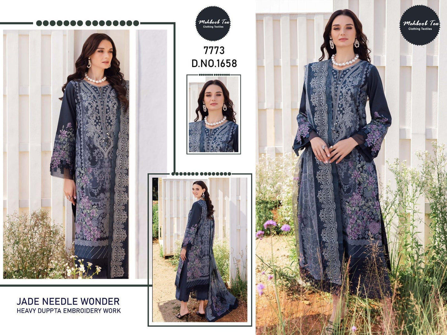 1658 Mehboob Tex Lawn Cotton Pakistani Readymade Suits