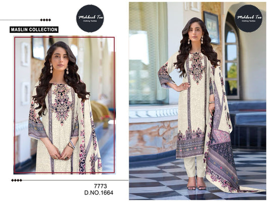 1664 White Mehboob Tex Pure Viscose Karachi Unstitched Suits