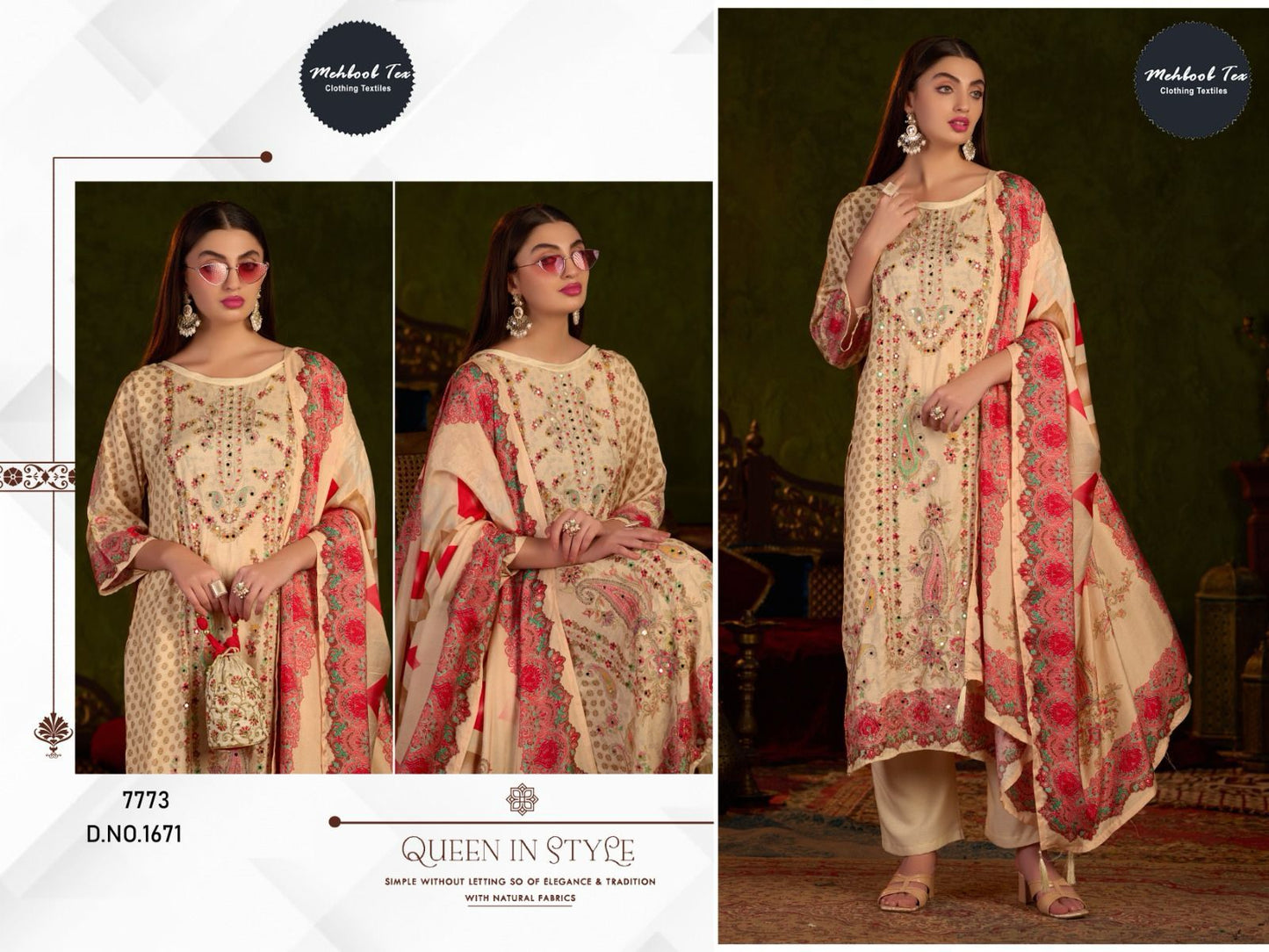 1670 Mehboob Tex Printed Karachi Unstitched Suits