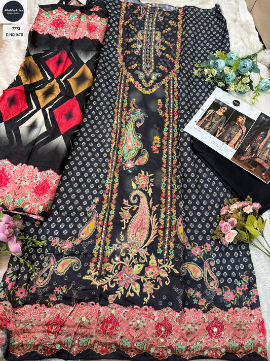 1671 Mehboob Tex Printed Karachi Unstitched Suits