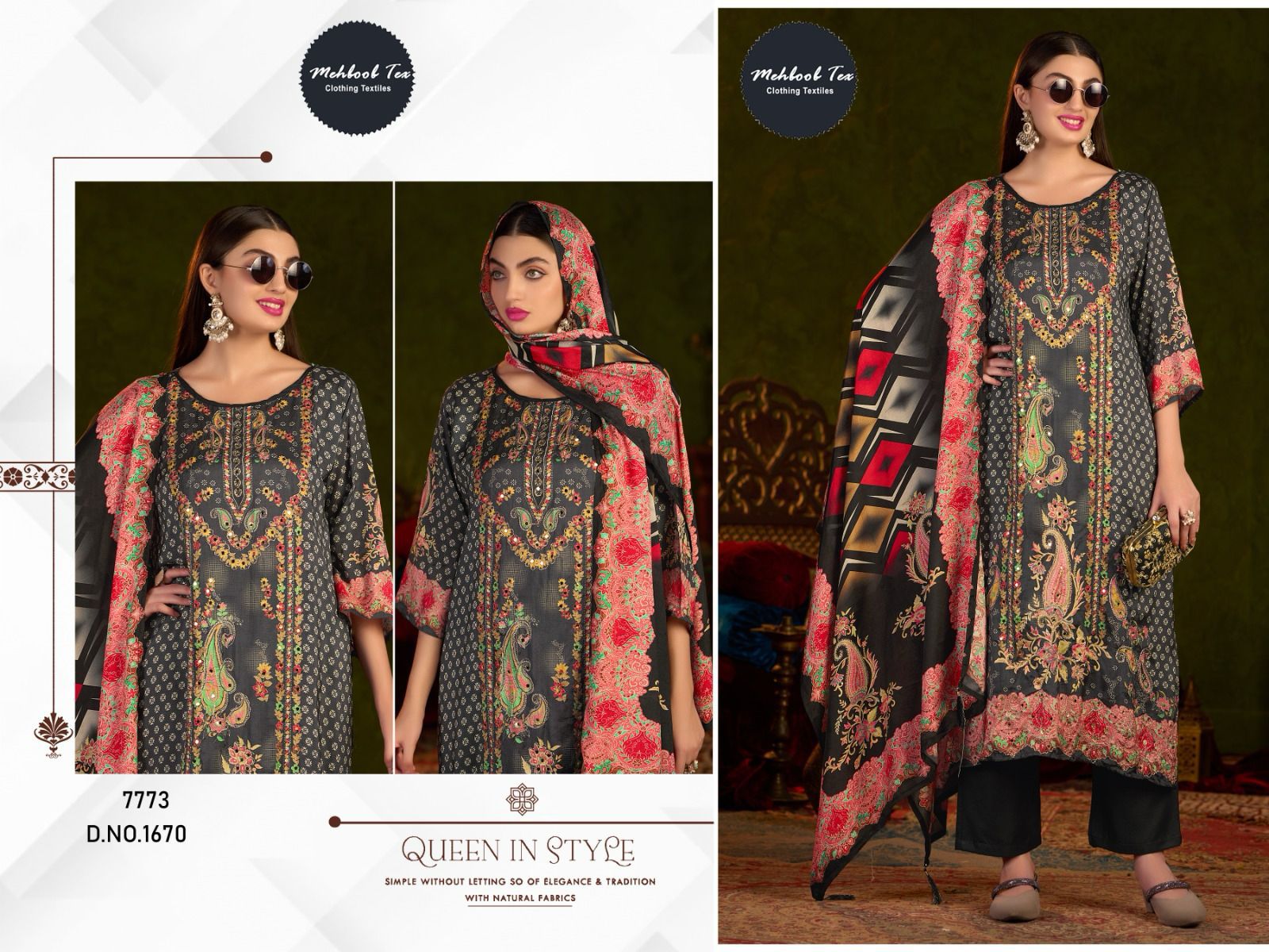 1671 Mehboob Tex Printed Karachi Unstitched Suits