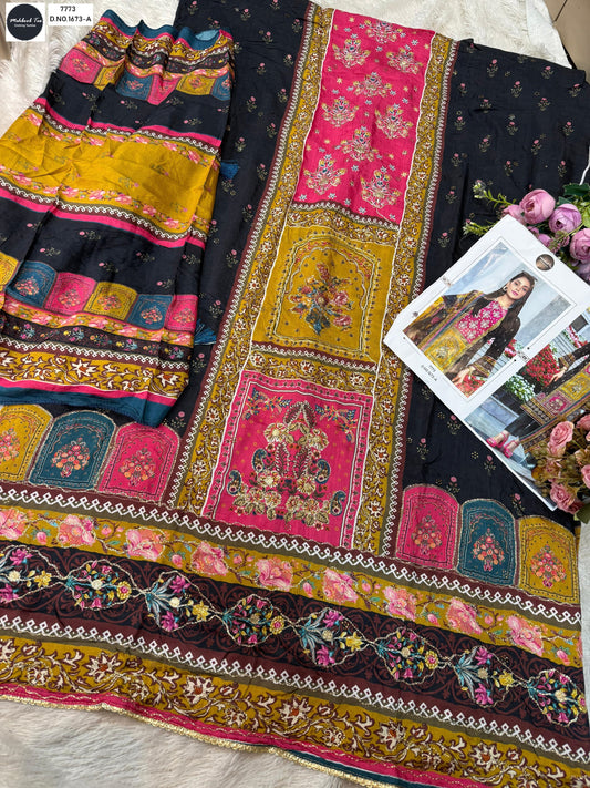 1673-A Mehboob Tex Printed Karachi Unstitched Suits