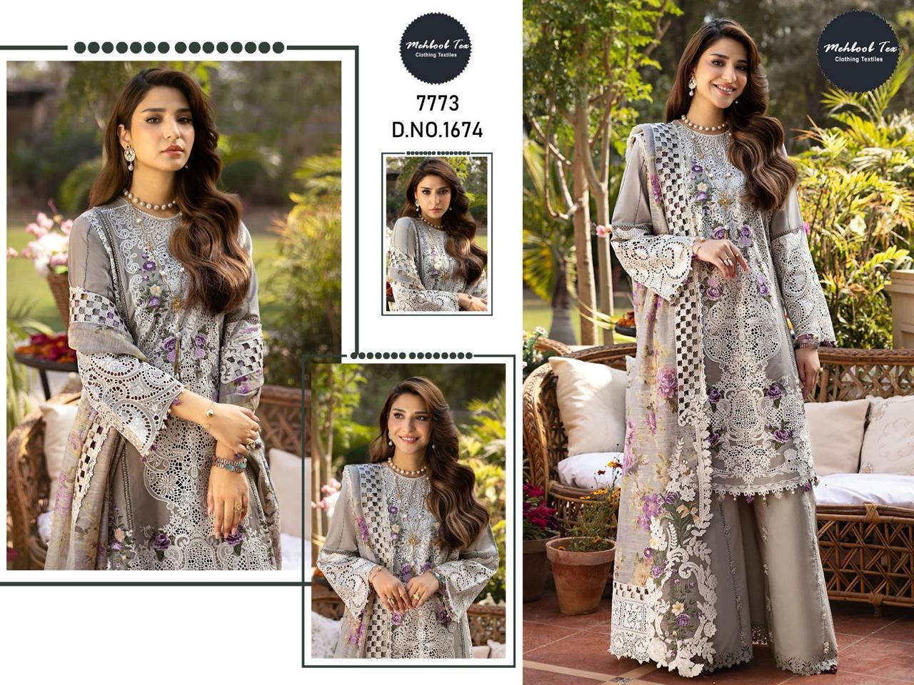 1674 Mehboob Tex Embroidery Pakistani Salwar Suits