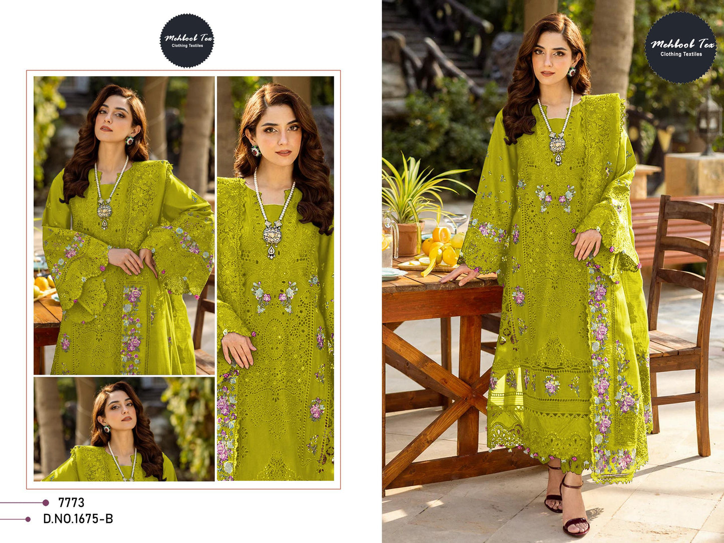 1675-B Mehboob Tex Embroidery Pakistani Salwar Suits