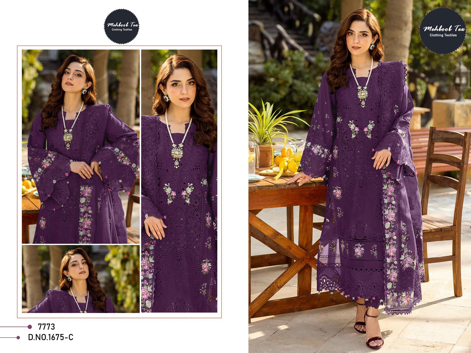 1675-C Mehboob Tex Embroidery Pakistani Salwar Suits