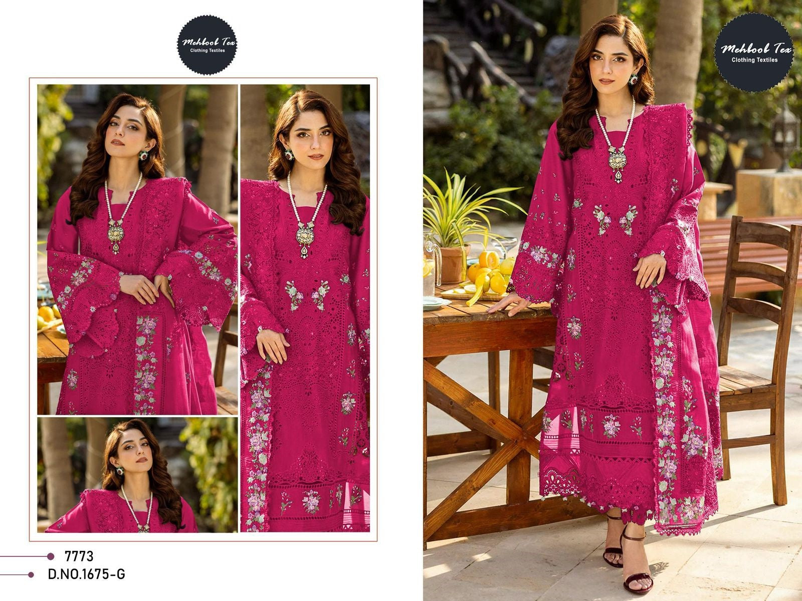 1675-G Mehboob Tex Embroidery Pakistani Salwar Suits
