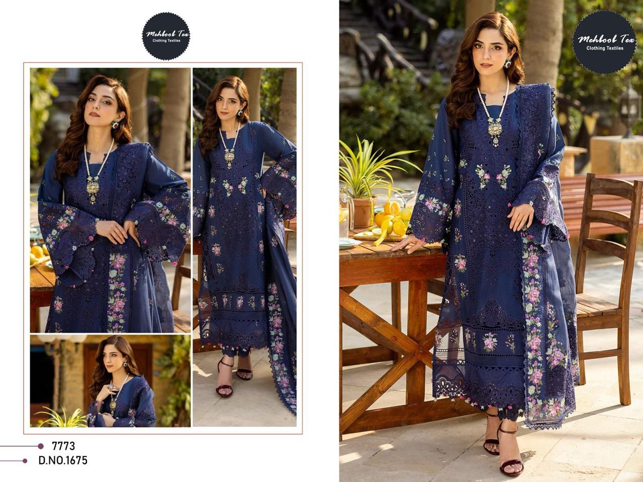 1675 Mehboob Tex Embroidery Pakistani Salwar Suits