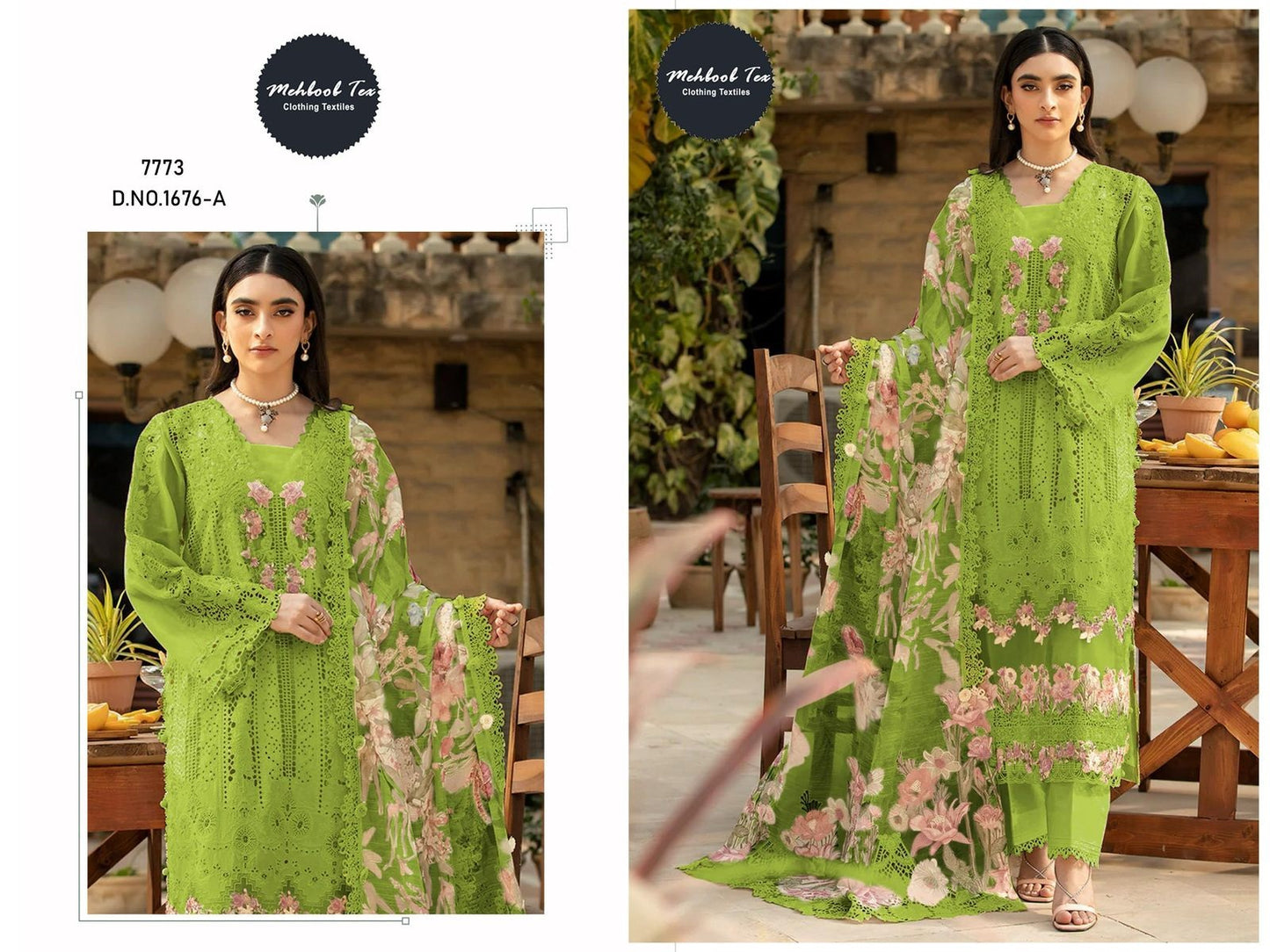 1676-A Mehboob Tex Embroidery Pakistani Salwar Suits