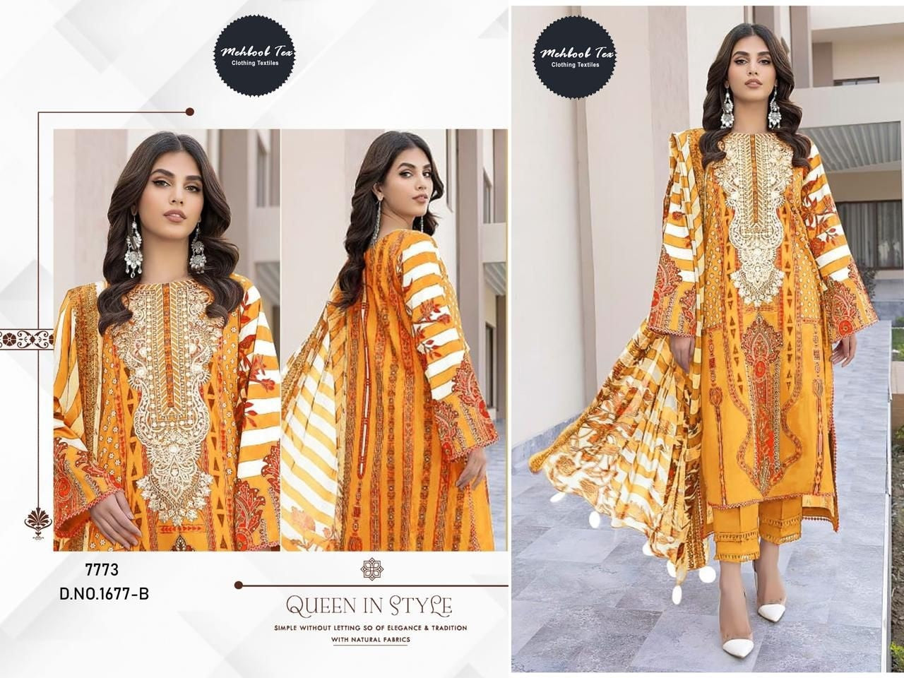 1677-B Mehboob Tex Embroidery Pakistani Patch Suits