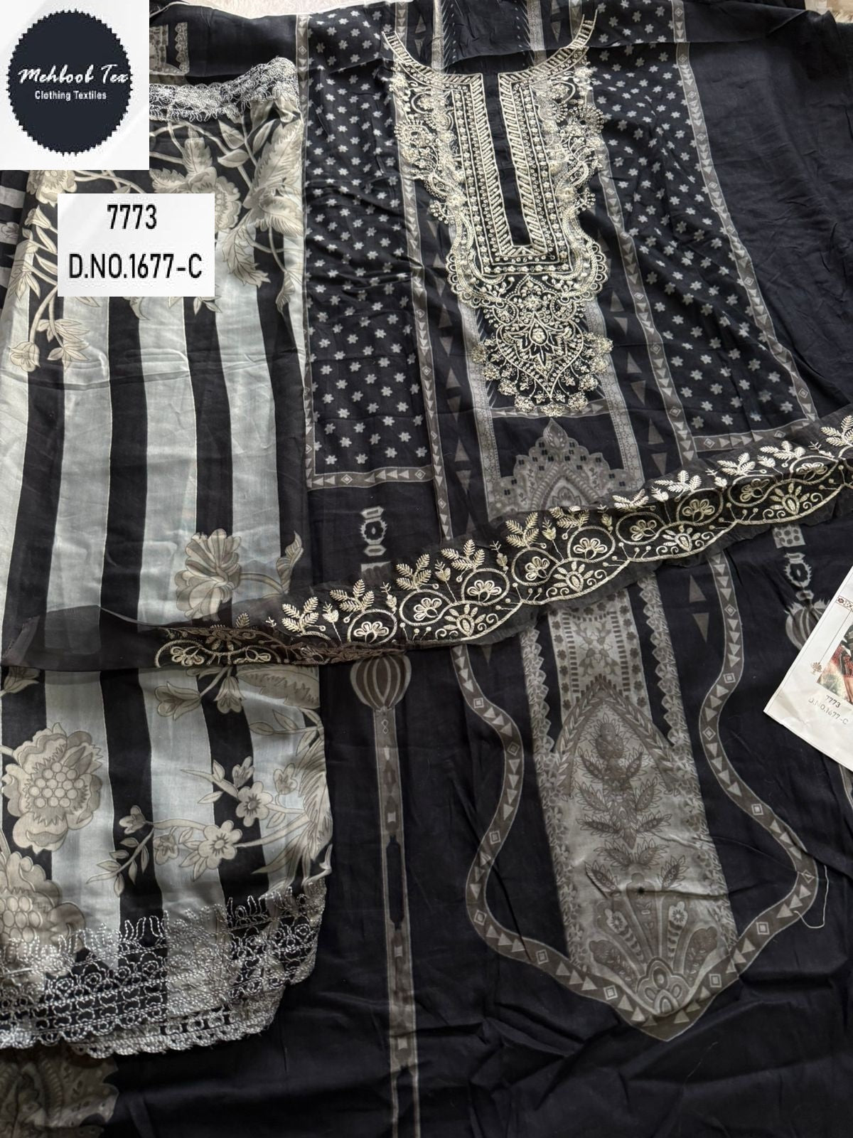 1677-C Mehboob Tex Embroidery Pakistani Patch Suits