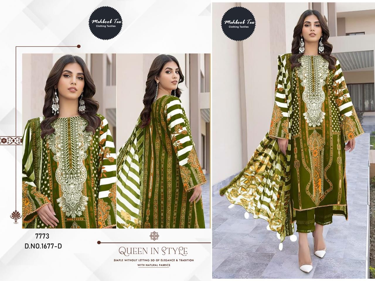 1677-D Mehboob Tex Embroidery Pakistani Patch Suits