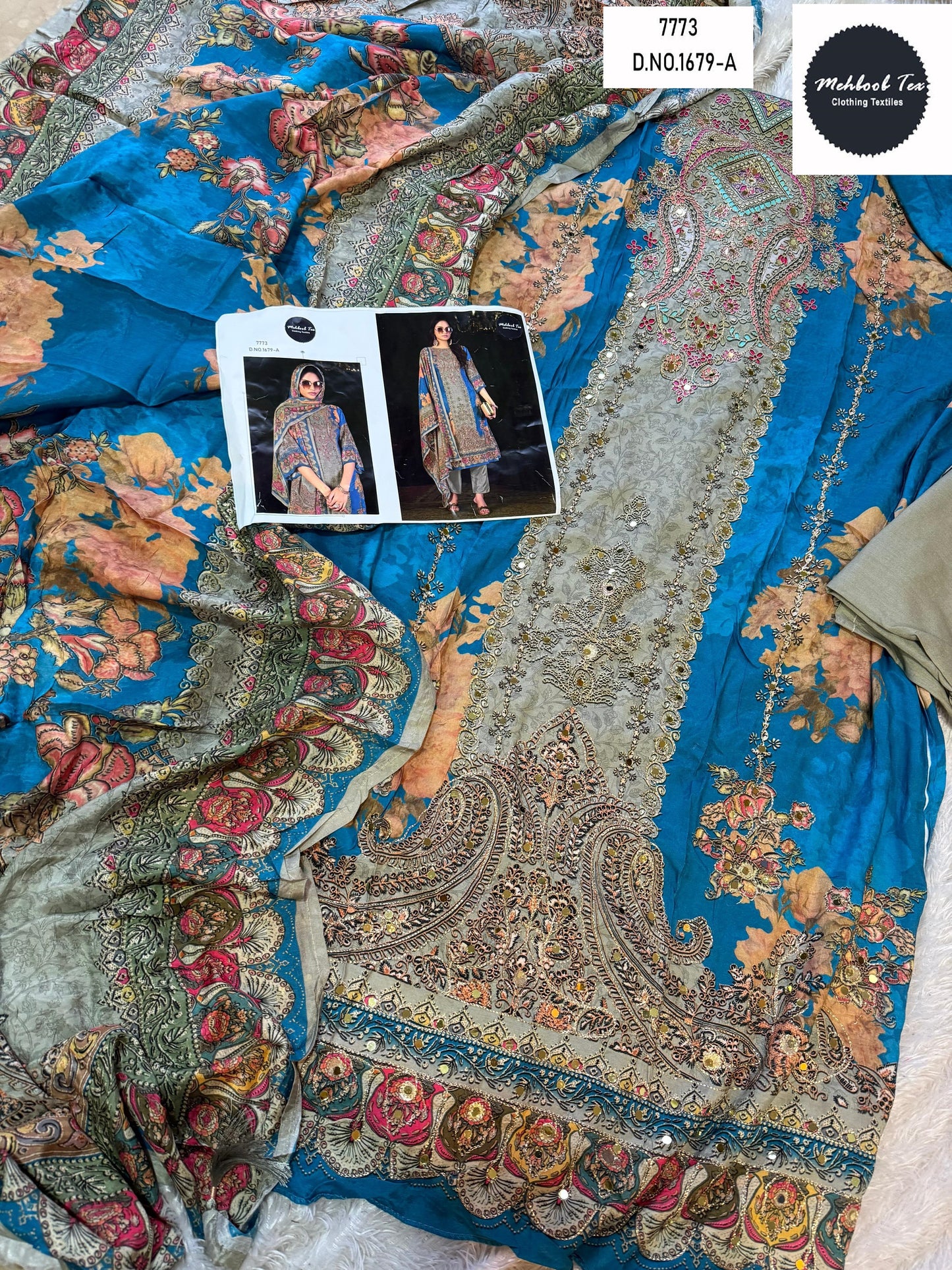 1679-A Mehboob Tex Printed Karachi Unstitched Suits