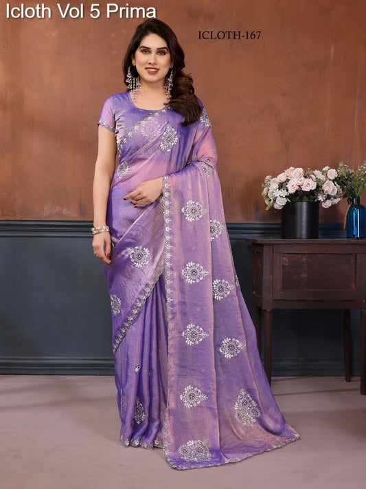 167 Icloth Vol 5 Prima Pure Nc Moss Chiffon Sarees