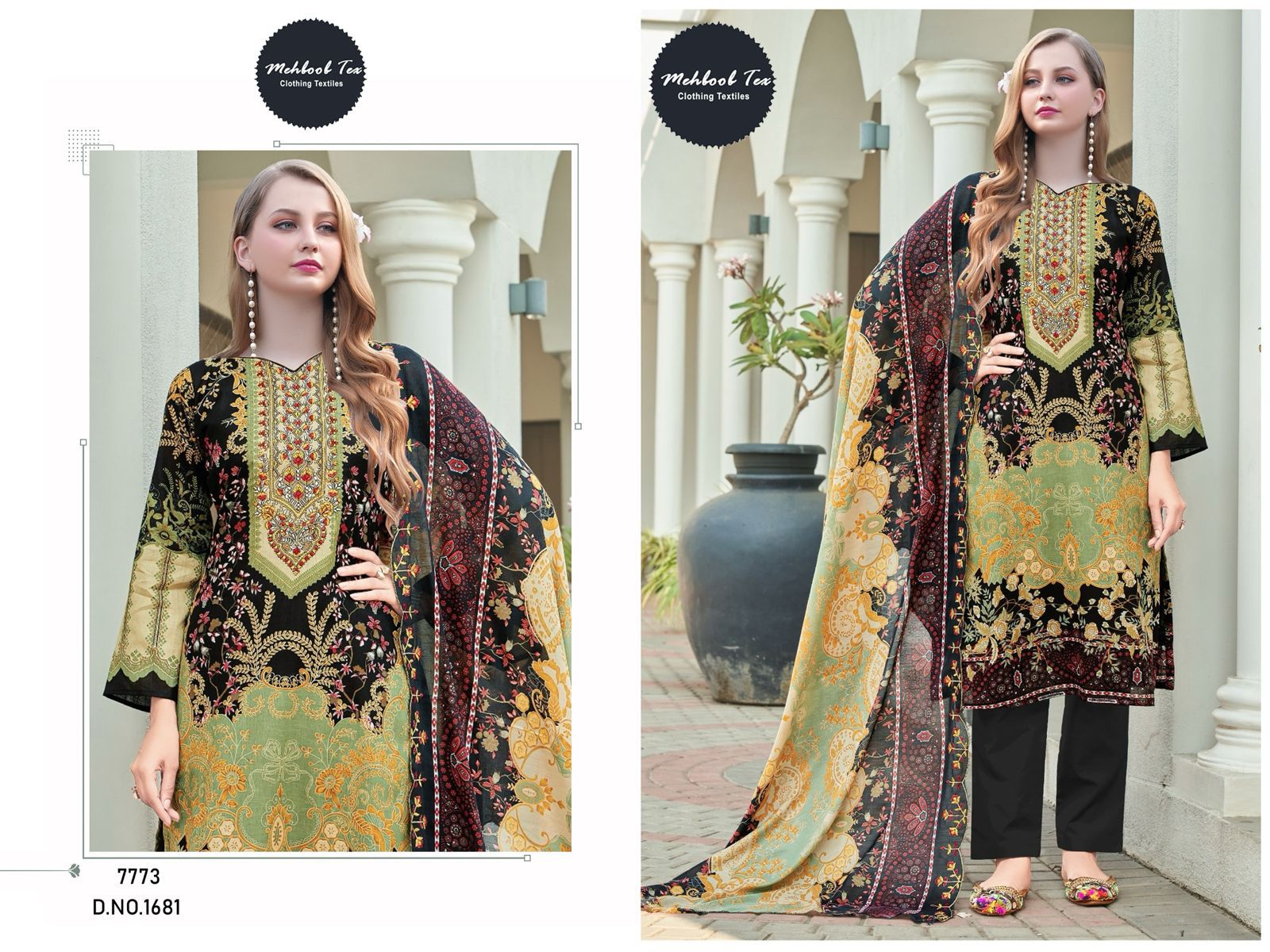 1681 Mehboob Tex Printed Pakistani Patch Suits