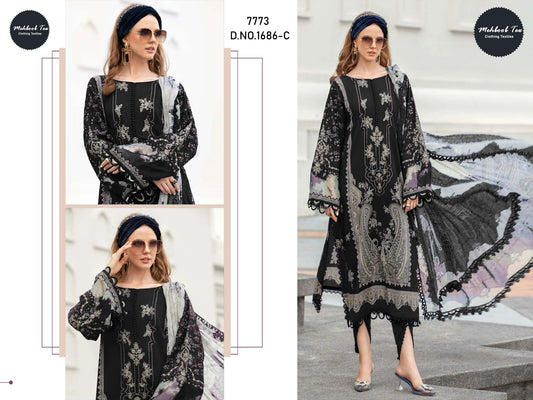 1686-C Mehboob Tex Printed Pakistani Patch Suits
