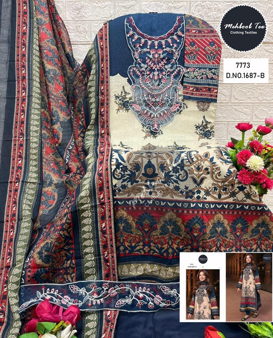 1687-B Mehboob Tex Printed Pakistani Patch Suits