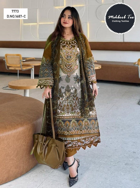 1687-C Mehboob Tex Printed Pakistani Patch Suits