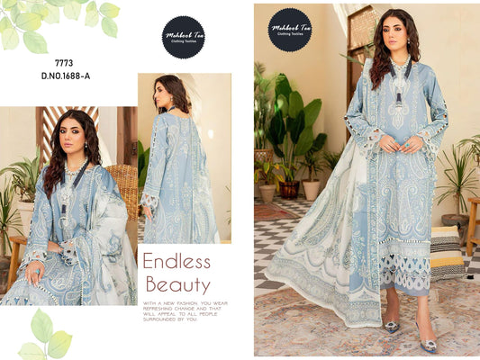 1688-A Mehboob Tex Printed Pakistani Patch Suits