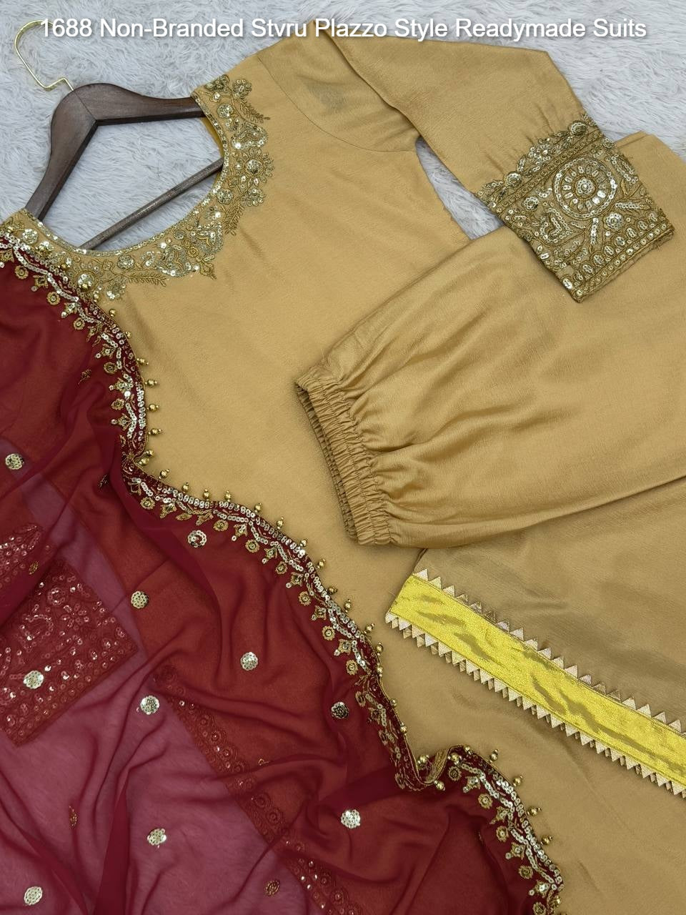 1688 Non-Branded Stvru Plazzo Style Readymade Suits