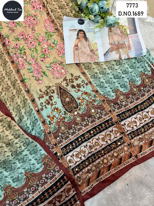 1689 Mehboob Tex Printed Karachi Unstitched Suits