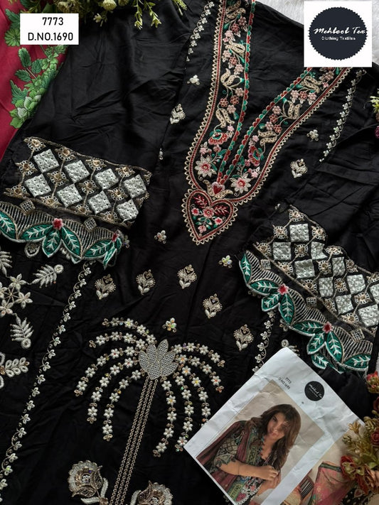 1690 Black Mehboob Tex Embroidery Pakistani Salwar Suits