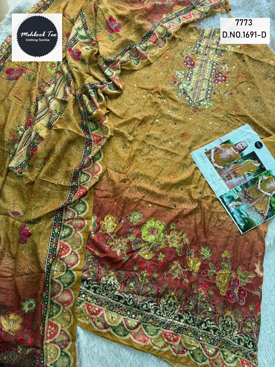 1691-D Mehboob Tex Printed Karachi Unstitched Suits
