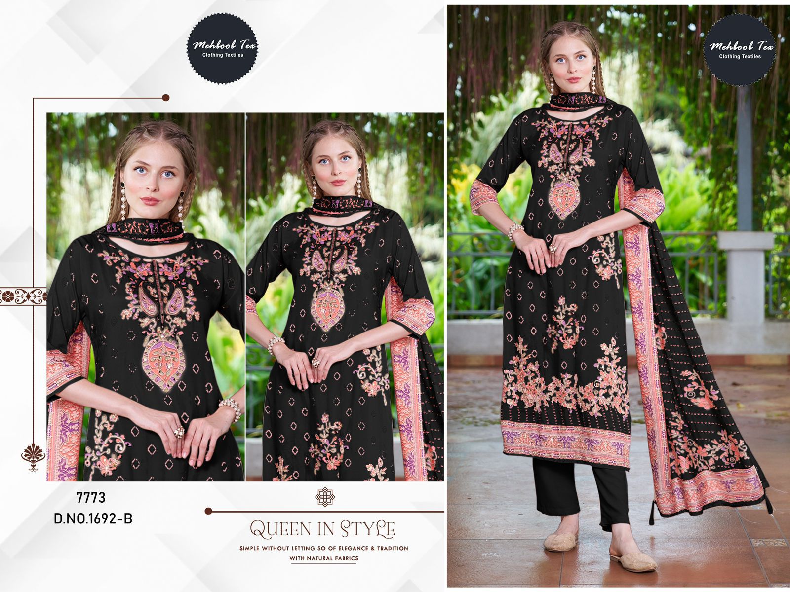 1692-B Mehboob Tex Printed Karachi Unstitched Suits