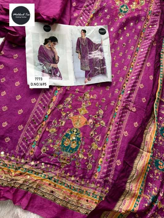1695 Mehboob Tex Viscose Karachi Unstitched Suits