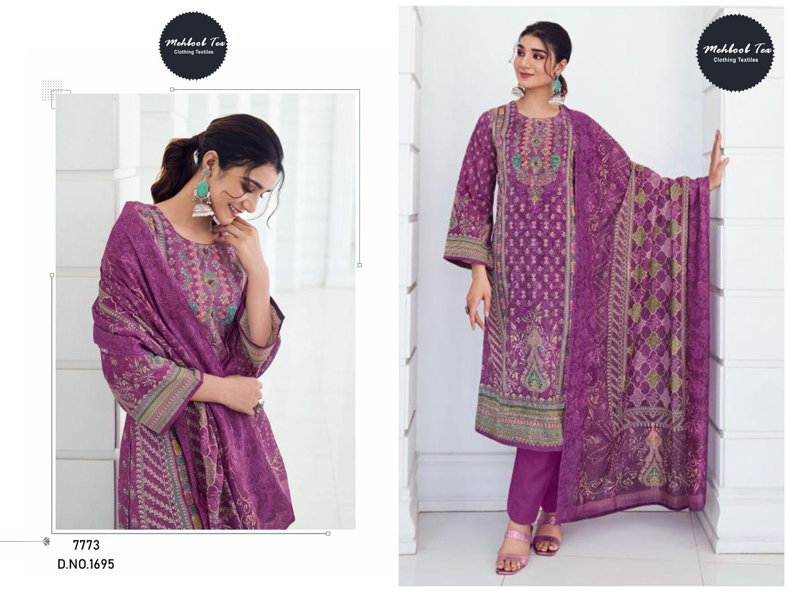 1695 Mehboob Tex Viscose Karachi Unstitched Suits