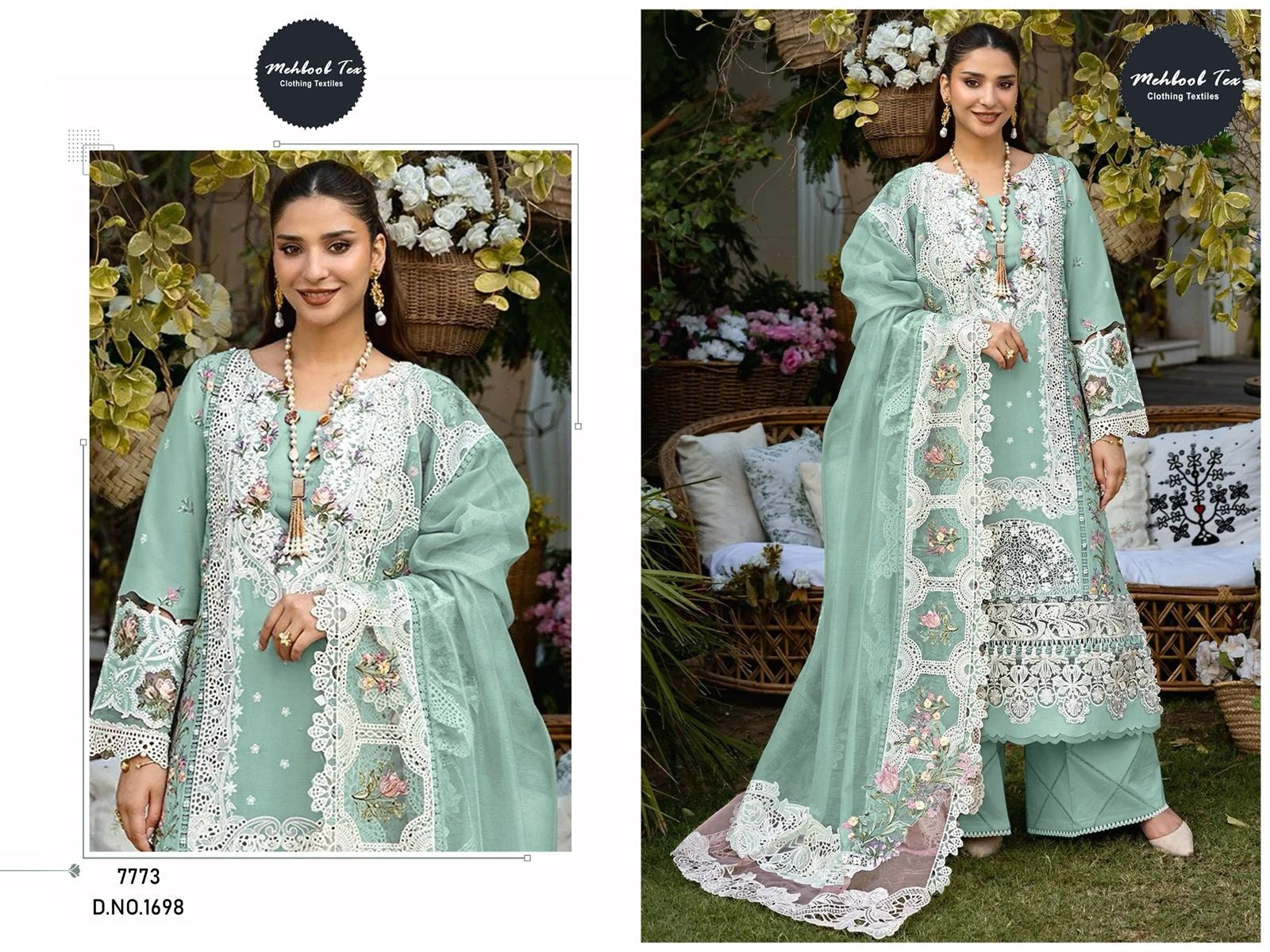 1698 Mehboob Tex Embroidery Pakistani Salwar Suits