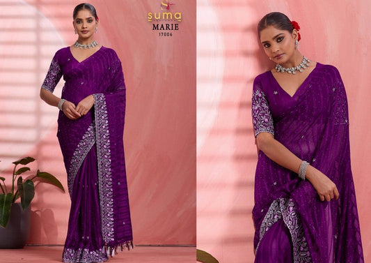 17006 Marie Suma Designer Solo Chiffon Sarees