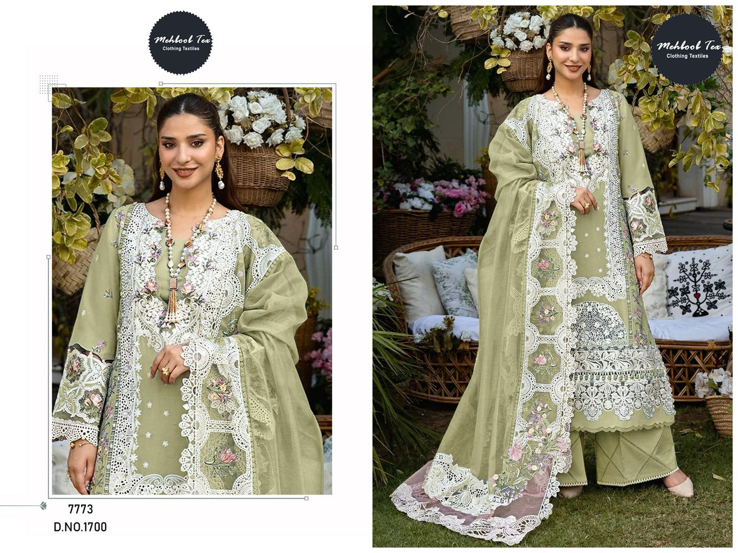 1700 Mehboob Tex Embroidery Pakistani Salwar Suits