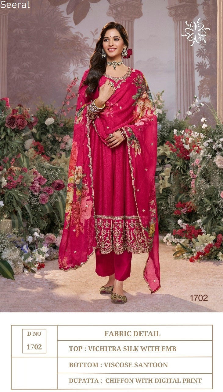 1702 Seerat Vichitra Silk Readymade Suits