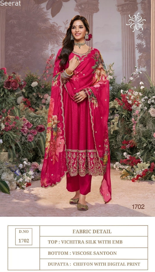 1702 Seerat Vichitra Silk Readymade Suits