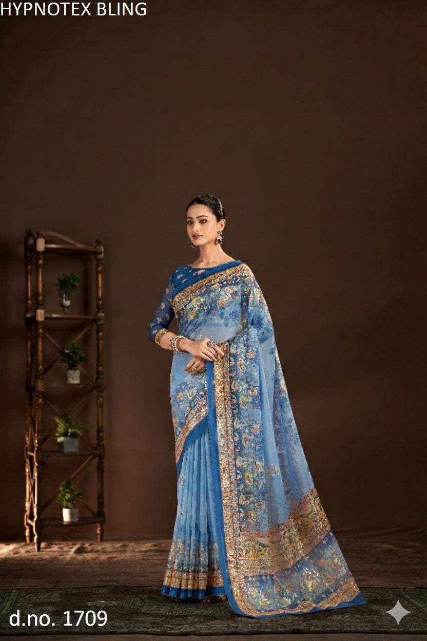 1709 Bling Hypnotex Premium Crepe Silk Sarees